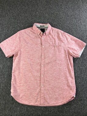 Denim & Flower Ricky Singh Pink Heather Button Front Shirt Mens Large Slim Fit